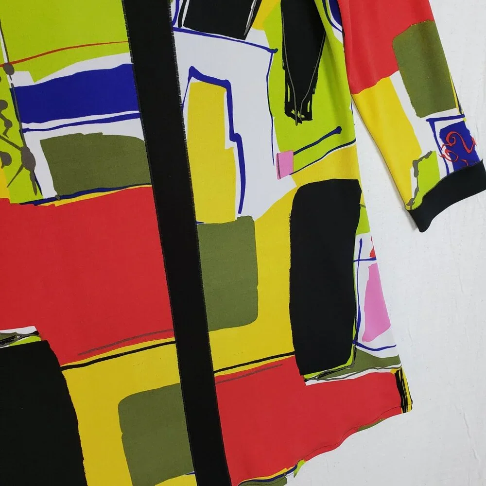 Eva Varro Tunic Top Abstract Print Colorful Art-to-Wear Slinky Lagenlook size M